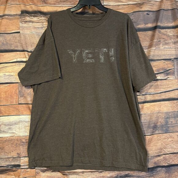 YETI Coolers Men's Topo Map Brown XXL T-shirt Graphic Tee Short Sleeve Outdoors - Picture 1 of 6